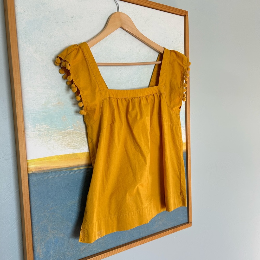 J.Crew Square Neck Pom Top